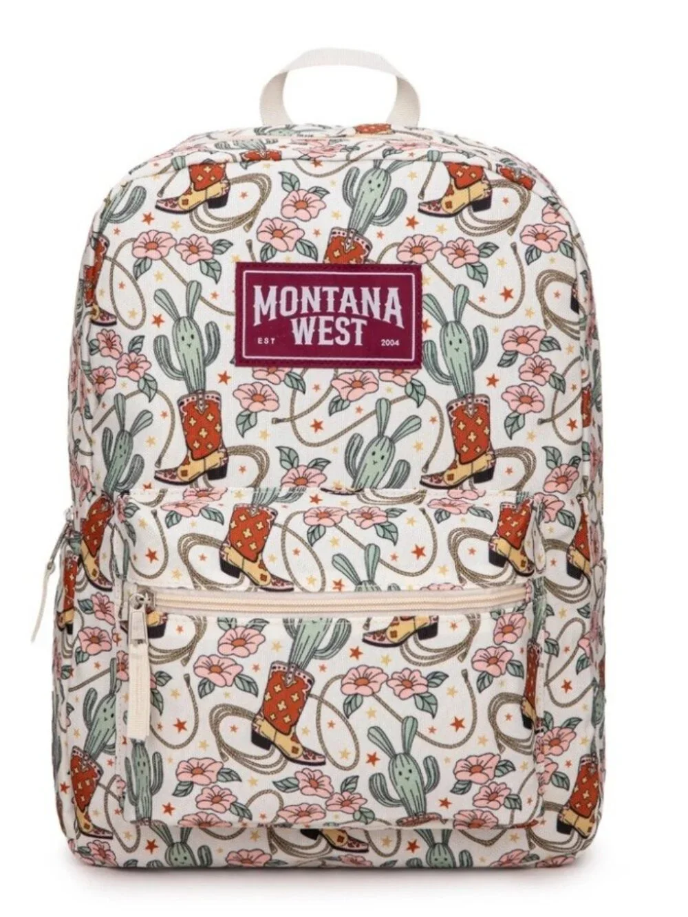 Montana West Cowboy Boots Cactus Print Backpack -2Pcs Set - Khaki